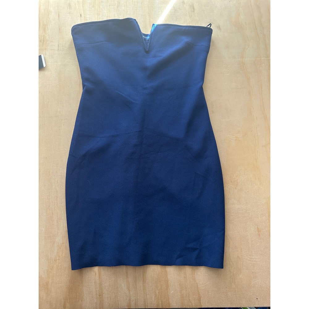 Amanda Uprichard Navy Blue Strapless Notched V-Neck Mini Dress Small